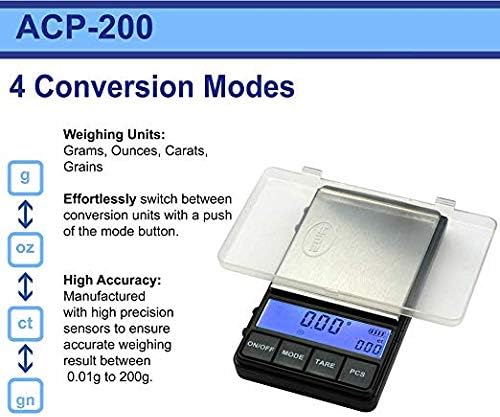 AWS - Dual Display Pocket Scale ACPro-200 - Precision Digital Scale 200 X 0.01G