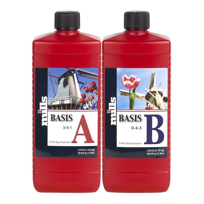 Mills Nutrients Basis A & B - Complete 2-Part Base Nutrient for Veg & Flowering