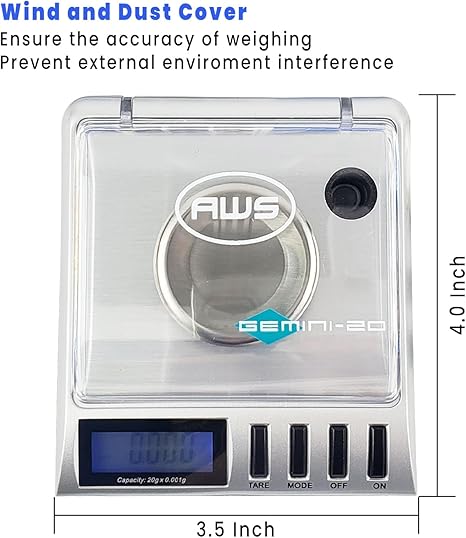 AWS - Gemini-20 Portable Precision Milligram Scale - Silver - 20 X 0.001G