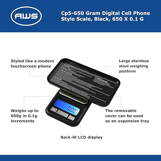 AWS - Cell Phone Scale CP5-650 - Compact Digital Scale 650 X 0.1G