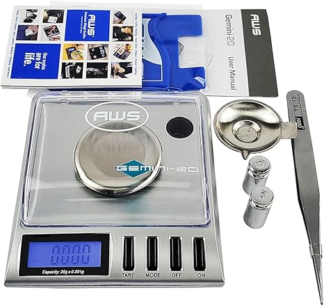 AWS - Gemini-20 Portable Precision Milligram Scale - Silver - 20 X 0.001G