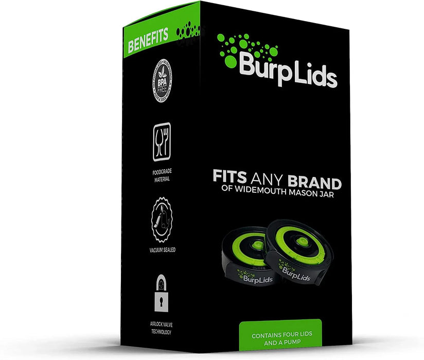 BurpLids® 4 Pack Curing Kit - Includes 4 Lids & Extraction Pump