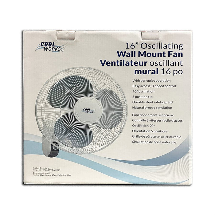 Cool Works 16'' Oscillating Wall Mount Fan