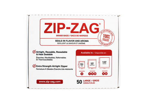 Zip Zag Bag Large Smell Proof Reusable Bag - 1/2 lbs (50 pack)