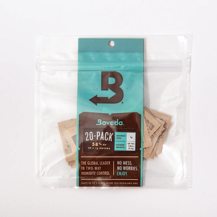 Boveda - Size One - Two Way Humidity Pack - 62% or 58% Pack of 20 - (1/8oz - 3.5g)
