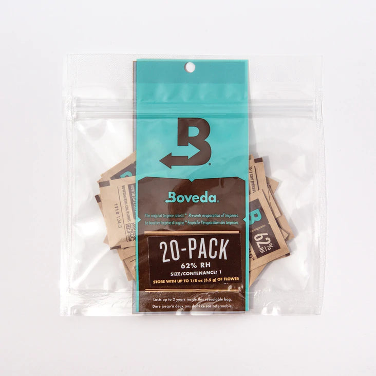 Boveda - Size One - Two Way Humidity Pack - 62% or 58% Pack of 20 - (1/8oz - 3.5g)