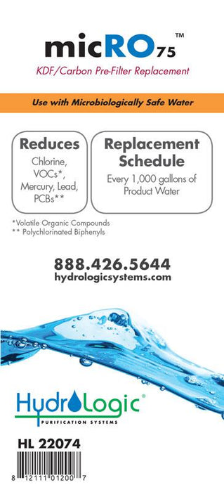 micRO-75 KDF/Catalytic Carbon Replacement Filter chart