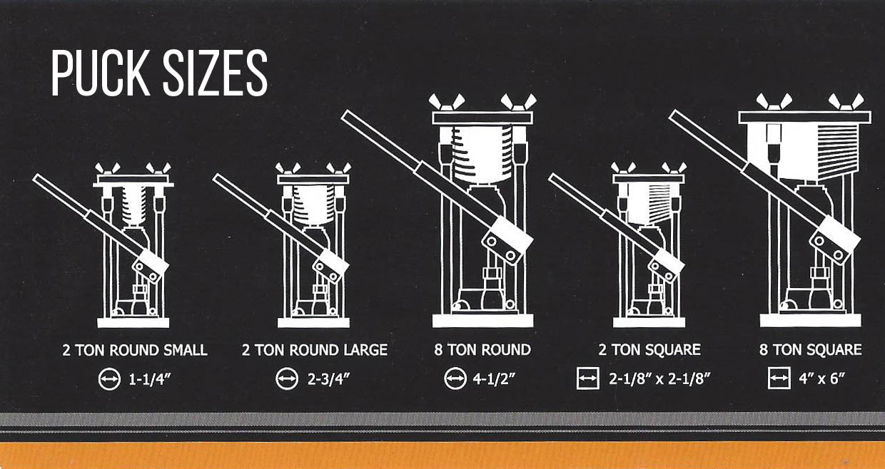 Jack Puck Press Sizes